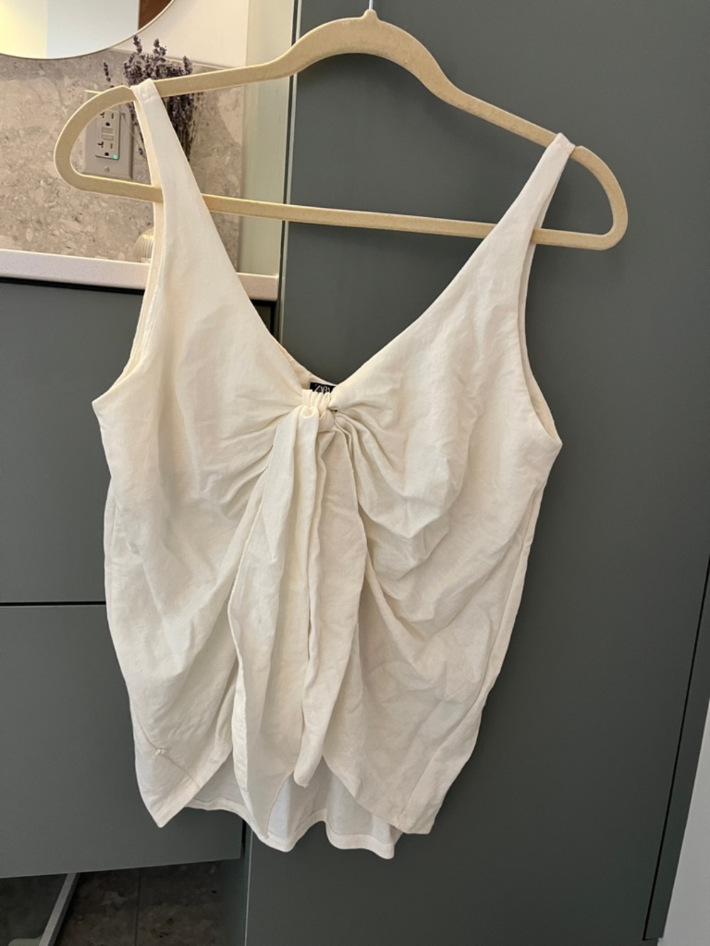 ZARA Women’s Cream Tie-Front Tank Top